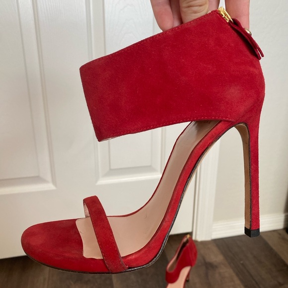 Stuart Weitzman Red Suede Heels - Picture 8 of 16